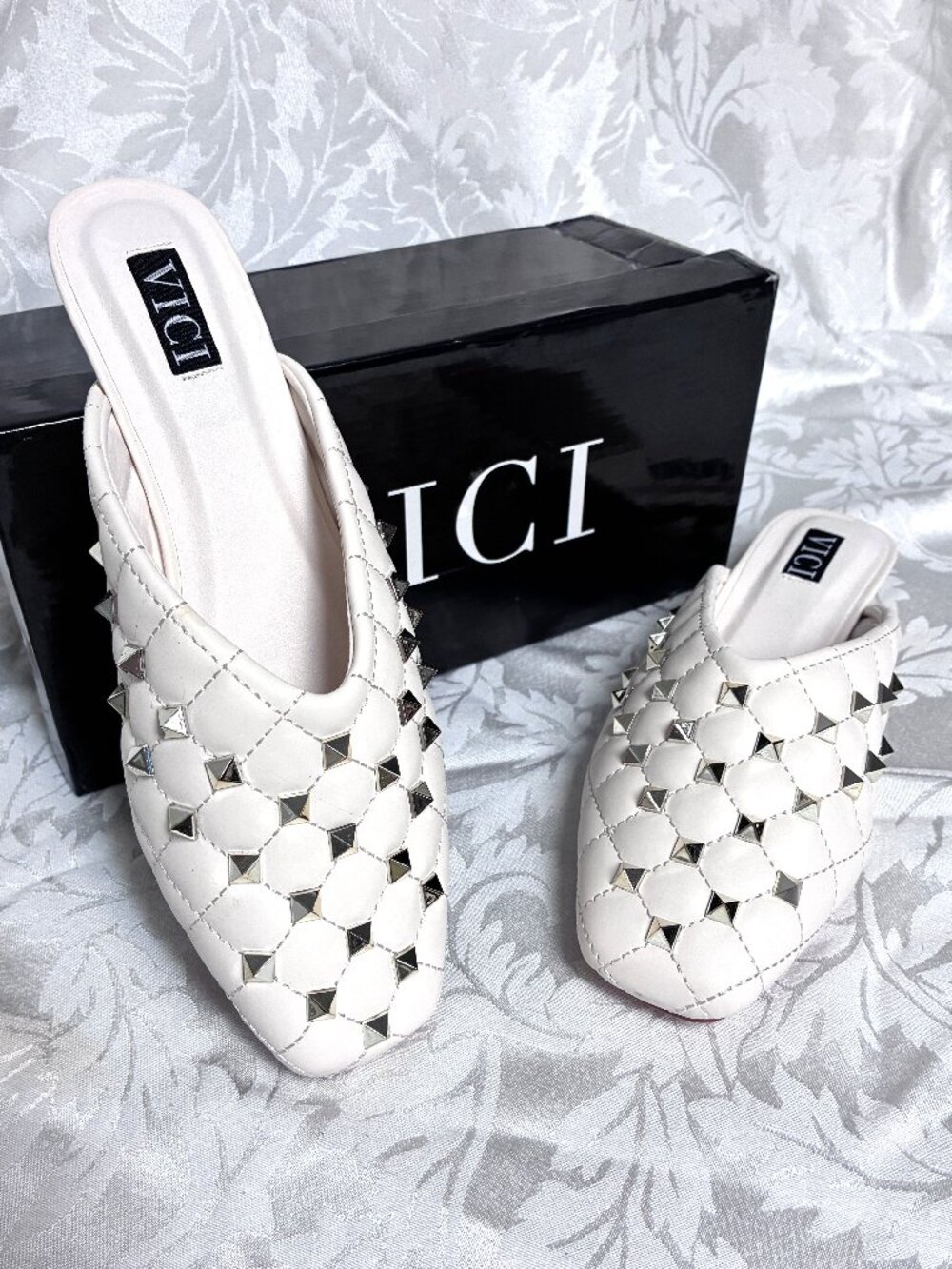 Quilted Heeled Mules